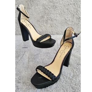New Jessica Simpson Peomi Black Ankle Straps Platform Heels Womens Size‎ 11M